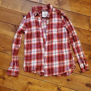 Shades of red plaid flannel shirt, Child's size L